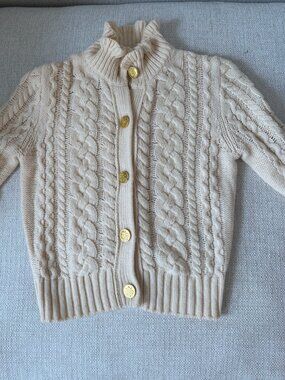 J.Crew Cream Cable Knit Gold Button Cardigan Sweater XS